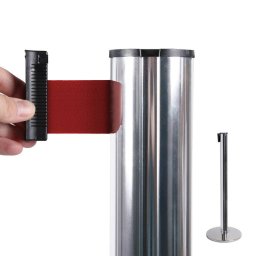 POSTE CROMADO CON CINTA ROJA DE 270 CENTIMETROS