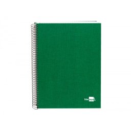 Cuaderno espiral liderpapel a4 micro papercoat tapa forrada 140h 75gr cuadro5mm 5 banda s 4 taladros verde