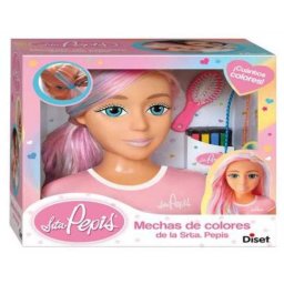 Busto de muñeca Infantil de Mechas de Colores Señorita Pepis - Diset