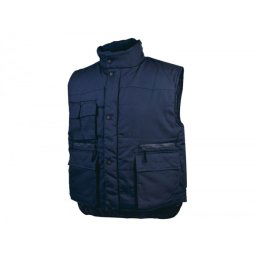 Chaleco deltaplus multibolsillos con cremallera cintura elastica color azul naranja talla 3xl