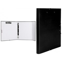 Carpeta de 4 anillas 25mm redondas liderpapel folio carton forrado paper coat negra con miniclip y solapas