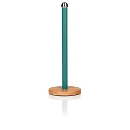 Swan Nordic Porta Rollos Papel de Cocina, Soporte Vertical para Toallas de Papel, Eje Acero al Carbono, Base de Bambú, Estable y Resistente, Diseño Moderno, Verde