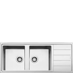 SMEG Fregadero sobre encimera LDR116-2 . Inoxidable. Dos cubetas. Con escurridor. Medidas 215x1160x500