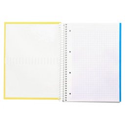 Cuaderno espiral liderpapel a4 micro crafty tapa forrada 120h 90gr cuadro 5mm 5 bandas 4 taladros color amarillo