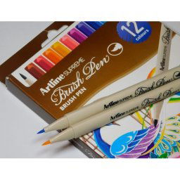 Rotulador artline supreme brush pintura base agua punta tipo pincel trazo fino bolsa 12 unidades colores surtidos