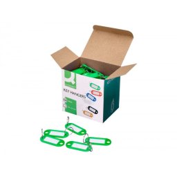 Llavero portaetiquetas q-connect color verde expositor de 100 unidades