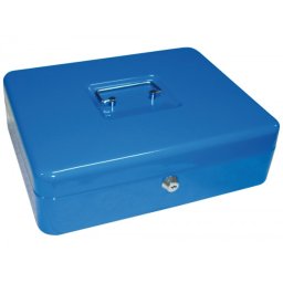 Caja caudales q-connect 12" 300x240x90 mm azul con portamonedas