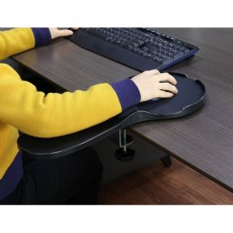 Reposabrazos ergonomico q-connect con alfombrilla de raton y apoyo de muñeca color negro 220x140x480 mm