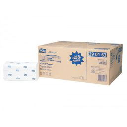 Toalla de papel engarzada 2 capas 21,8x23 cm paquete de 250 unidades para dispensador h3
