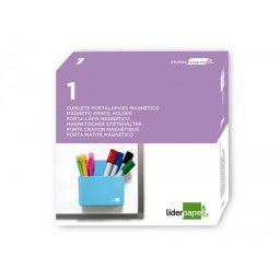 Cubilete portalapices liderpapel azul claro opaco plastico magnetico 125x75x40 mm