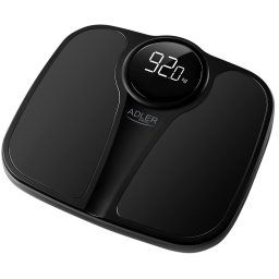Adler AD8172B Báscula de Baño Digital Eléctrica, Alta Precisión, Pantalla LED, hasta 180Kg, Diseño Moderno, Apagado Automático, Superficie Antideslizante, Negro