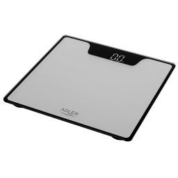 Adler AD8174S Báscula de Baño Digital, Alta Precisión, Pantalla LED, hasta 180Kg, Diseño Moderno, Apagado Automático, Vidrio Templado Color Plata