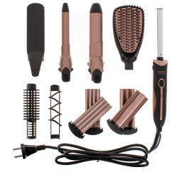 Camry CR2024 Set Cuidado del Pelo 5 en 1 Plancha Pelo Multifunción, Rizador, Tenacillas, Moldeador, Cepillo Alisador, Revestimiento Cerámico, Todos los Looks y Estilos de Peinado con un Set
