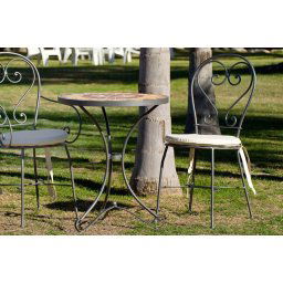 Conjunto Forja Mesa y 2 Sillas con Cojin