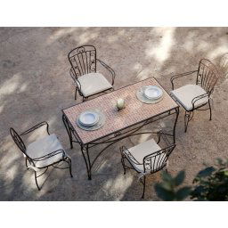 Conjunto Forja Mesa Ceramica y 4 Sillas Sevilla