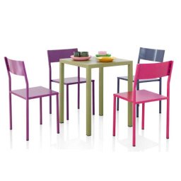 Conjunto Forja Mesa y 4 Sillas Multicolor