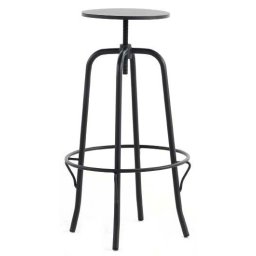 Taburete Giratorio Bar Forja Industrial y Madera Serie Alfamar