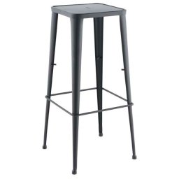 Taburete Apilable Alto Bar de Forja y Madera Serie Alfamar