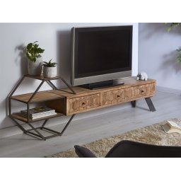 Mesa TV pequeña madera reciclada - Mueble TV pequeño vintage rústico