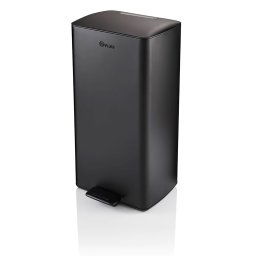 Swan Stealth SWKA3030BLKN Cubo de Basura 30 Litros con Pedal, Tapa con Cierre Suave, Metálico, Cubo Interior Extraíble de Plástico, Diseño Moderno, Negro Mate