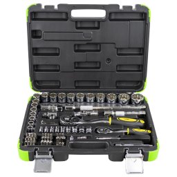 Caja de herramientas 74 piezas vasos 12 caras cromados JBM 53074