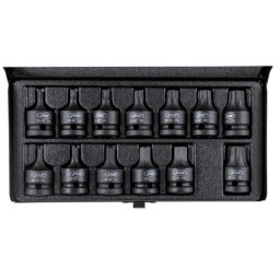 JBM 52344 Set de 13 puntas de impacto de 1/2" hexagonal y torx