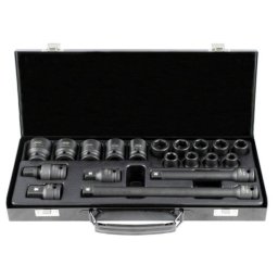 JBM 52345 Set de 19 piezas de impacto de 1/2" con 14 vasos hexagonales + adaptadores