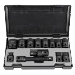 JBM 52341 Set de vasos de impacto de 13 piezas de 1/2" hexagonal + adaptador