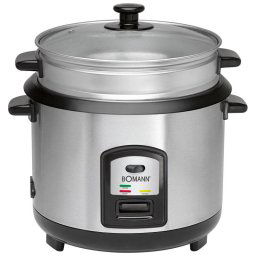 Bomann RK 2282 - Arrocera, Cocedero de Arroz, 3 Litros, hasta 2,5 Kg de Arroz Hervido, Función Mantenimineto de Calor, Apagado Automático, 700W, Acero Inoxidable
