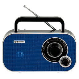 Roadstar TRA-2235BL Radio Portátil FM Analógica, Funciona a Red / Pilas, Toma de Auriculares, Transistor Pequeño y Ligero para Casa, Cocina, Altavoz 6.4W, Excelente Recepción, Azul