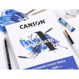Bloc dibujo multitecnicas canson graduate lettering mixed media 210x297 mm cm 20 hojas 200 gr/m2
