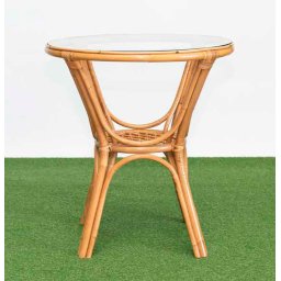 Mesa Redonda Rattan Natural 70 Cm Diametro Serie Arismas
