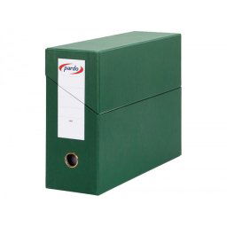 Caja transferencia pardo folio forrado extra doble lomo 80 mm estuche interior con tarjetero verde
