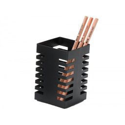 Cubilete portalapices q-connect negro metal cuadrado 72x108 mm