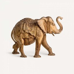 Talla en Madera Maciza Tropical de Elefante Serie Animales