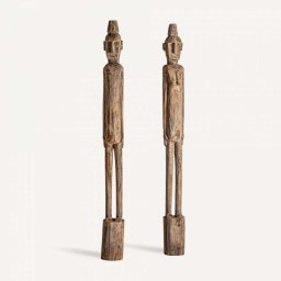 Conjunto de 2 Escultura Talladas Etnicas Serie Akataon