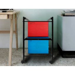 Carrito q-connect para carpetas colgantes folio con ruedas y bandeja inferior extraible color negro