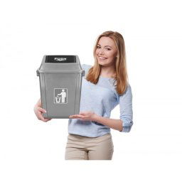 Papelera contenedor q-connect plastico con tapa de balancin 20 litros gris 340x240x450 mm