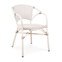 Sillon Frances Aluminio Tejido Sintetico Blanco gris Amelie