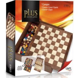 Set de Cinco Juegos de Madera Clásicos - Ajedrez - Damas- Parchis - Oca - Cayro