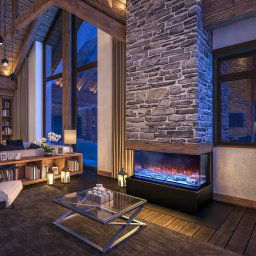 Chimenea eléctrica de 3 lados ElectricSun VISTA Mediana, de pared, de suelo o empotrable, con efecto de sonido, 7 colores, L153xH50cm