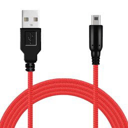 OcioDual Cable USB 2.0 Trenzado para Nintendo DSI/2DS/3DS Macho/Macho 1.5m Rojo