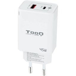 TooQ TQWC-GANQCPD45WT Cargador de Pared Dual USB-C/USB 2.0 45W Blanco