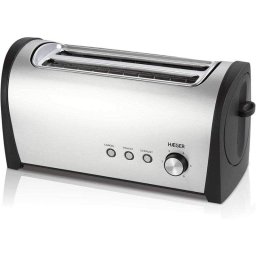 Tostadora Haeger Desayuno Plus 2 Ranuras Largas 1400W 6 Niveles Negro e inox