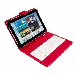 SilverHT Funda Universal con Teclado MicroUSB Roja/Blanca para Tablets de 9" - 10.1