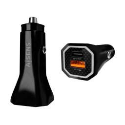 Aisens ASCH-CAR2PQC-BK Cargador de Coche 1x USB-C 1x USB 38W Negro