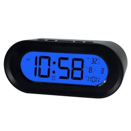 Elbe RD-700-N Reloj Despertador con Termómetro y Calendario Negro