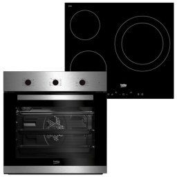 Beko BBSE12120XD Pack Horno Convencional 72L Inox + Placa Vitrocerámica 3 Zonas Negra