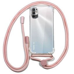 Cool Funda Transparente con Cordón Rosa para Xiaomi Redmi Note 10 5G/Pocophone M3 Pro 5G