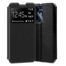 Cool Funda Flip Cover Liso Negro para Realme C55